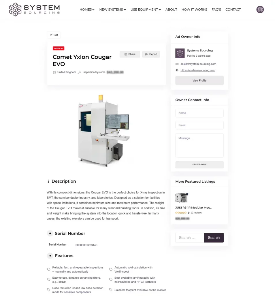 Listed Equipment on System Sourcing