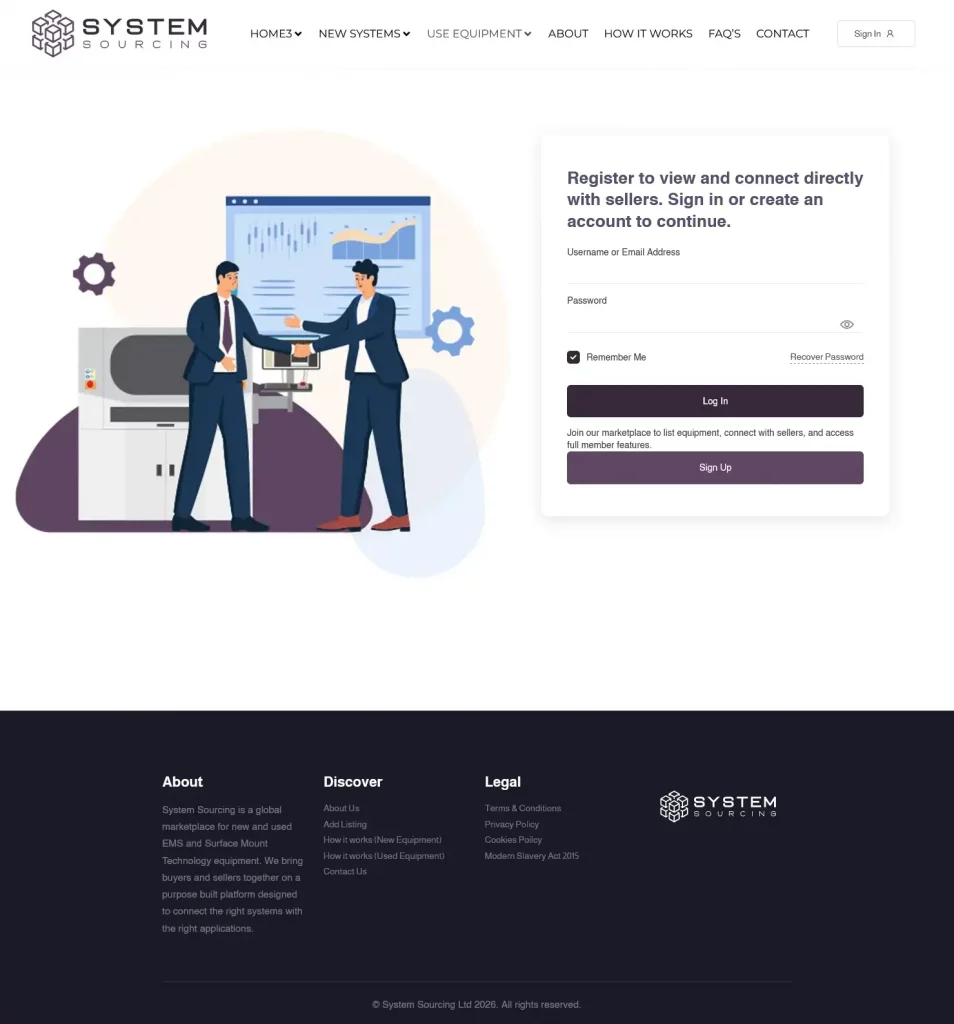 Register Page on Systems Sourcing