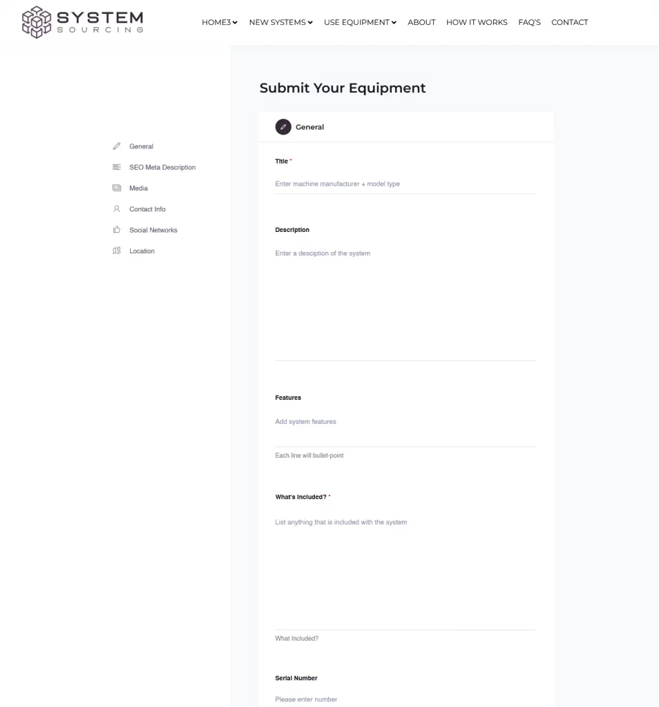 Submit your equipment to System Sourcing